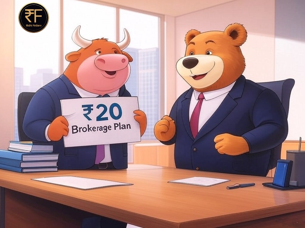 Cheerful Bull with ₹20 Brokerage Plan - Discover the Best Discount Brokerage with Full-Service Benefits at IIFL Securities and Ridhi FinServ. Open Your New Demat Account Today for Expert Stock Market Advice, Research, and More!